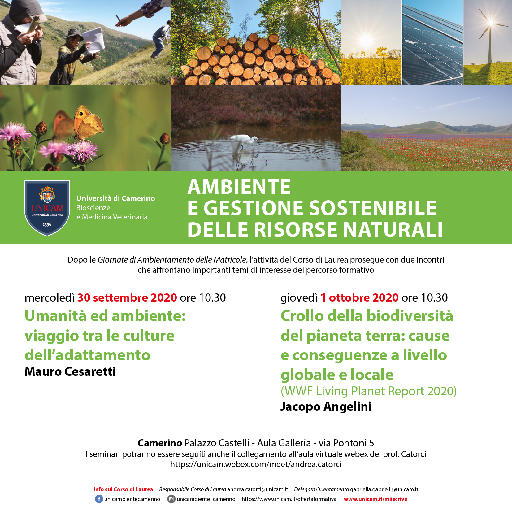 Seminari su Umanità ed ambiente e Crollo della biodiversità
